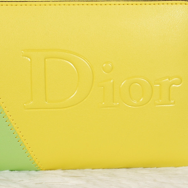 dior zippy wallet calfskin 118 yellow&green - Click Image to Close